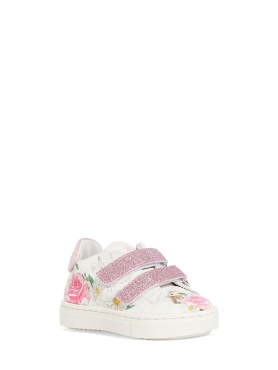 Monnalisa: Flower printed sneakers - Beyaz - kids-girls_1 | Luisa Via Roma