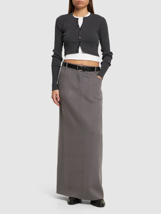 The Frankie Shop: Malvo wool long pencil skirt - Grey - women_1 | Luisa Via Roma