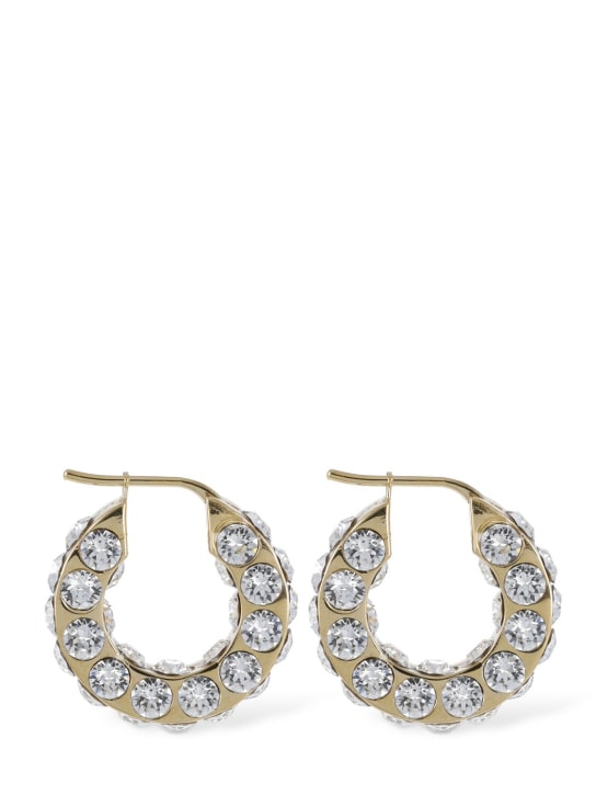 Amina Muaddi: Jah small crystal hoop earrings - Gold/Kristall - women_0 | Luisa Via Roma