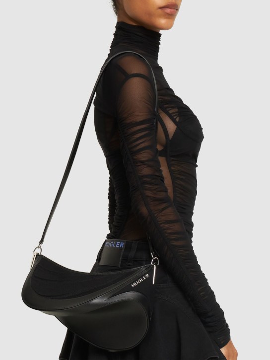 MUGLER: Medium Spiral Curve leather shoulder bag - Siyah - women_1 | Luisa Via Roma