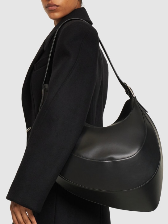 MUGLER: Large Spiral Curve leather shoulder bag - Siyah - women_1 | Luisa Via Roma