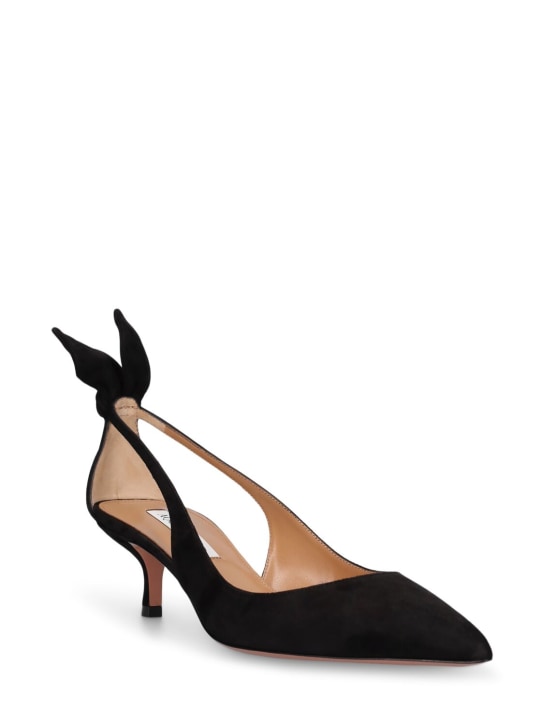 Aquazzura: 50mm Bow Tie suede pumps - Black - women_1 | Luisa Via Roma
