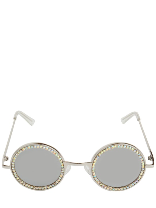 Monnalisa: Embellished round sunglasses - Silver - kids-girls_0 | Luisa Via Roma