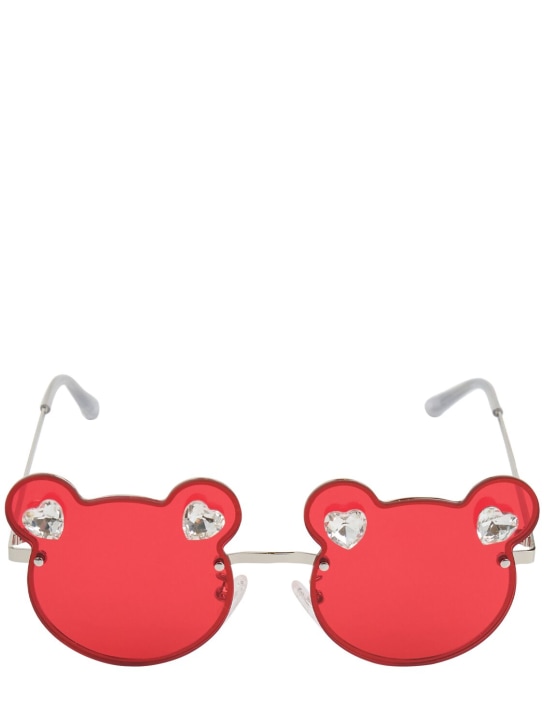 Monnalisa: Embellished teddy sunglasses - Red - kids-girls_0 | Luisa Via Roma