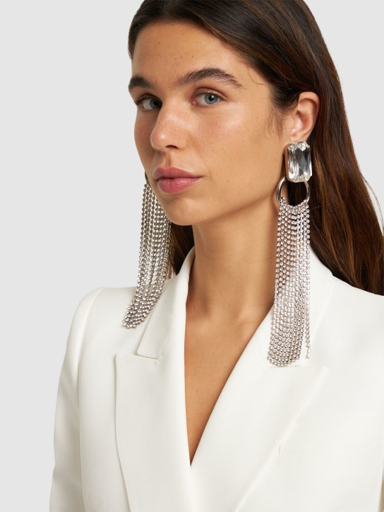 Alessandra Rich: Crystal earrings w/ fringes - Silver - women_1 | Luisa Via Roma