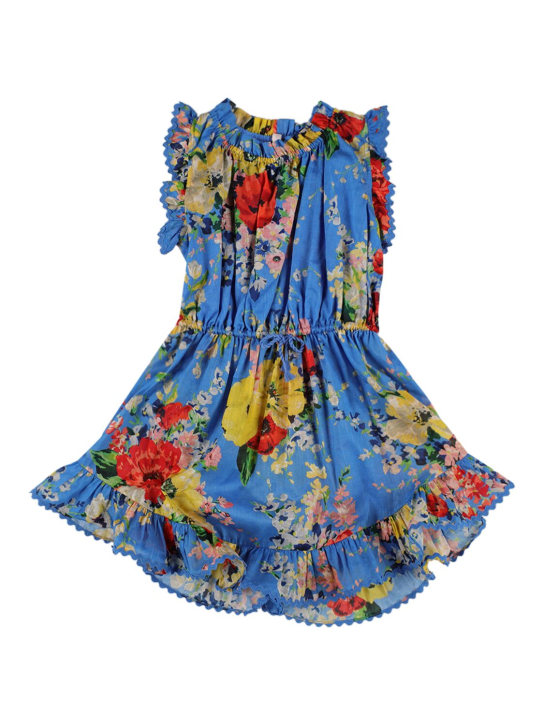 Zimmermann: Vestido de muselina de algodón estampado - Azul/Multicolor - kids-girls_0 | Luisa Via Roma
