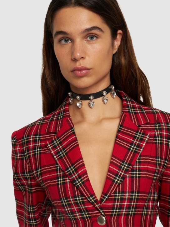 Alessandra Rich: Leather choker w/ heart pendants - women_1 | Luisa Via Roma