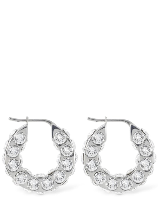 Amina Muaddi: Jah small crystal hoop earrings - Silver - women_0 | Luisa Via Roma
