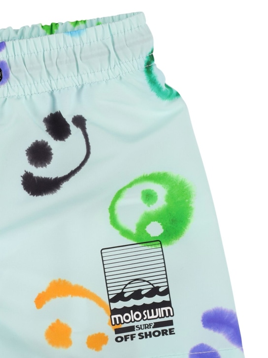 Molo: Bañador shorts de nylon reciclado con estampado - Azul Claro - kids-boys_1 | Luisa Via Roma
