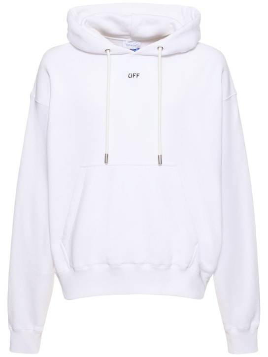 Off-White: Off Stamp Skate cotton hoodie - Beyaz - men_0 | Luisa Via Roma