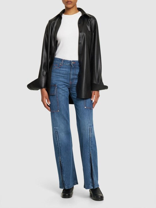 Stella McCartney: Denim flared cargo jeans - Mavi - women_1 | Luisa Via Roma