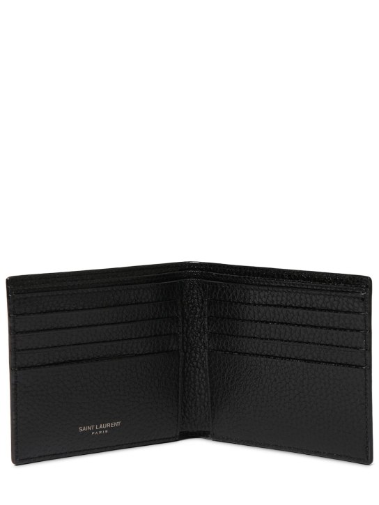 Saint Laurent: East/West leather billfold wallet - Black - men_1 | Luisa Via Roma