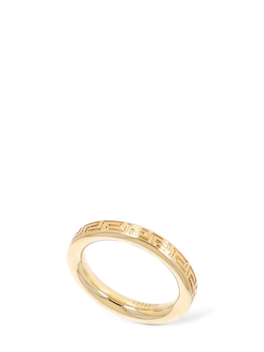 Versace: Greca motif thin band ring - Gold - men_0 | Luisa Via Roma