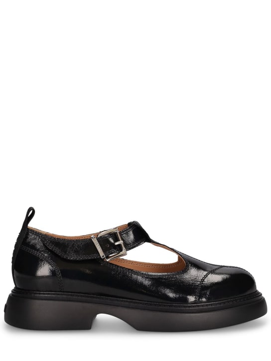 GANNI: Chaussures plates en simili-cuir Everyday 30 mm - Noir/Noir - women_0 | Luisa Via Roma