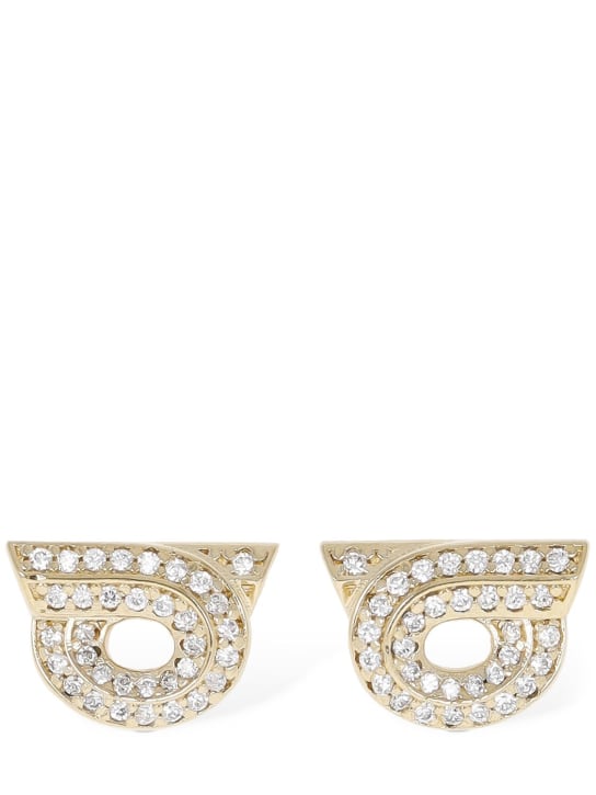 Ferragamo: New GSTR 14D crystal stud earrings - Gold/Crystal - women_0 | Luisa Via Roma