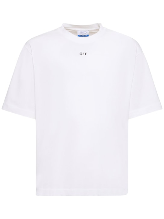 Off-White: Off Stamp cotton t-shirt - Beyaz - men_0 | Luisa Via Roma