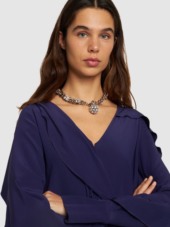Alessandra Rich: Chain crystal pendant necklace - Silver - women_1 | Luisa Via Roma