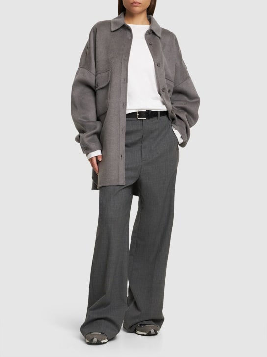 The Frankie Shop: Dallas wool overshirt - Grey - women_1 | Luisa Via Roma