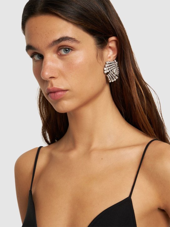 Alessandra Rich: Crystal stud earrings - Gümüş - women_1 | Luisa Via Roma