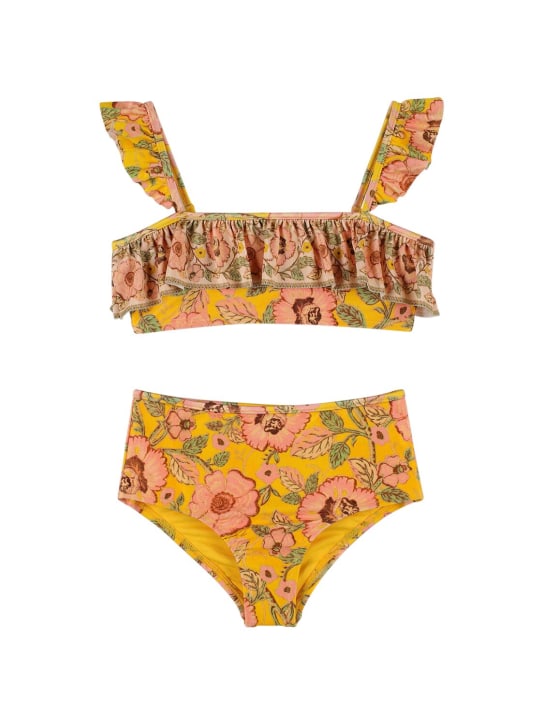 Zimmermann: Lycra bikini w/ ruffles - Sarı - kids-girls_0 | Luisa Via Roma