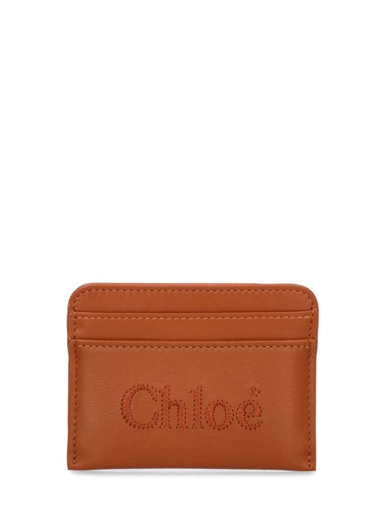 Chloé: Porte-cartes en cuir Chloe Sense - Caramel - women_0 | Luisa Via Roma