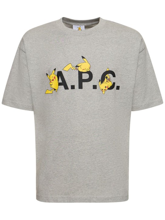 A.P.C.: T-shirt en coton biologique A.P.C. x Pokémon - Gris - men_0 | Luisa Via Roma