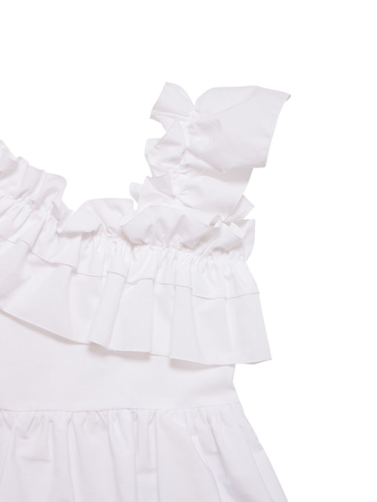 Monnalisa: Printed cotton poplin dress - White - kids-girls_1 | Luisa Via Roma