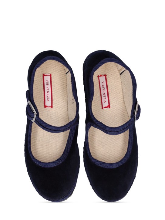 Vibi Venezia: Cotton velvet Mary Jane loafers - Navy - kids-boys_1 | Luisa Via Roma