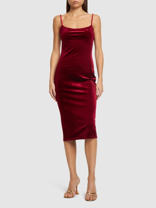 Reformation: Merel velvet midi dress - Red - women_1 | Luisa Via Roma