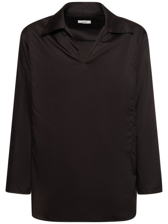 Commas: Spread collar relaxed fit shirt - Black - men_0 | Luisa Via Roma