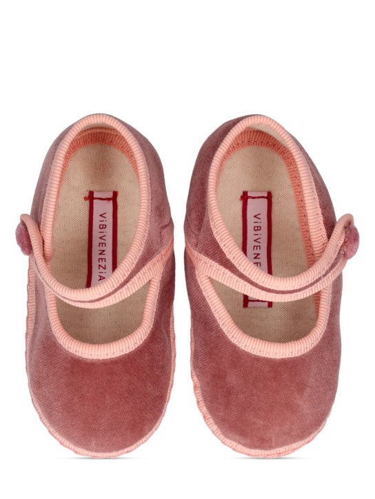 Vibi Venezia: Velvet Mary Jane pre-walker shoes - Pink - kids-girls_1 | Luisa Via Roma