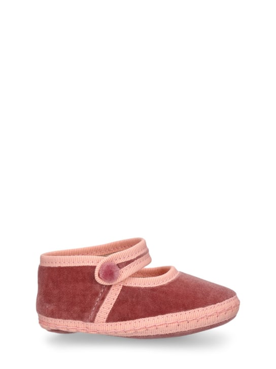 Vibi Venezia: Velvet Mary Jane pre-walker loafers - Pink - kids-girls_0 | Luisa Via Roma