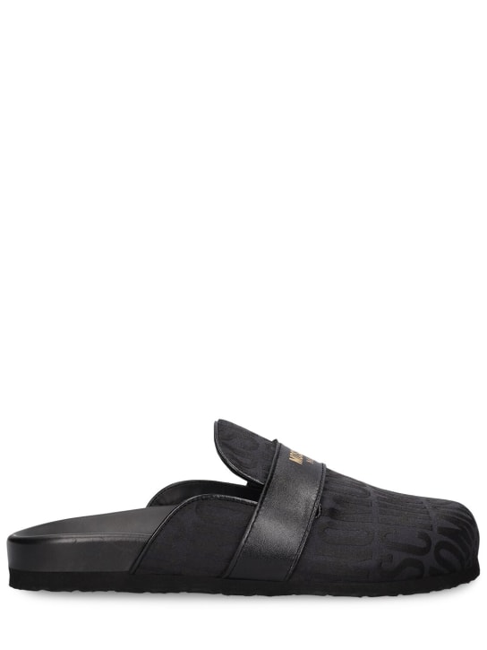 Moschino: 30毫米logo提花穆勒鞋 - 黑色 - women_0 | Luisa Via Roma