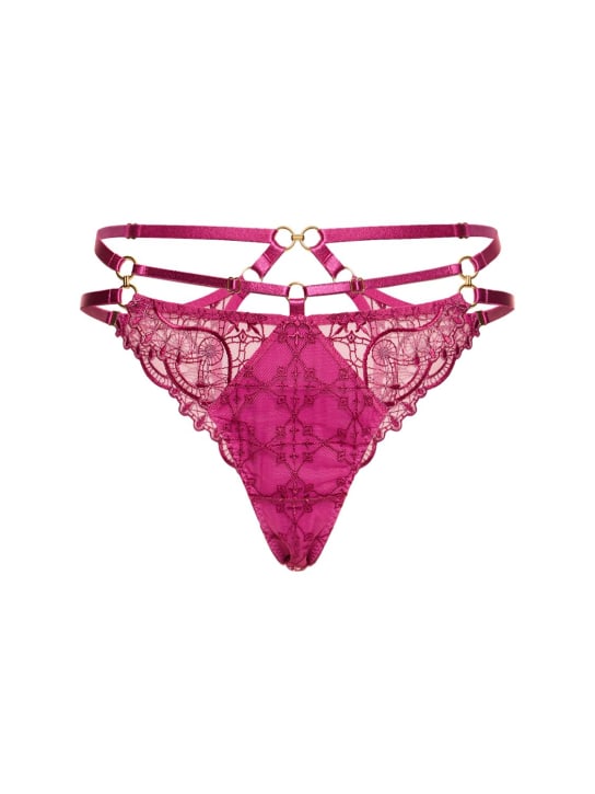Bordelle: Mari蕾丝开放式三角形内裤 - 紫色 - women_0 | Luisa Via Roma