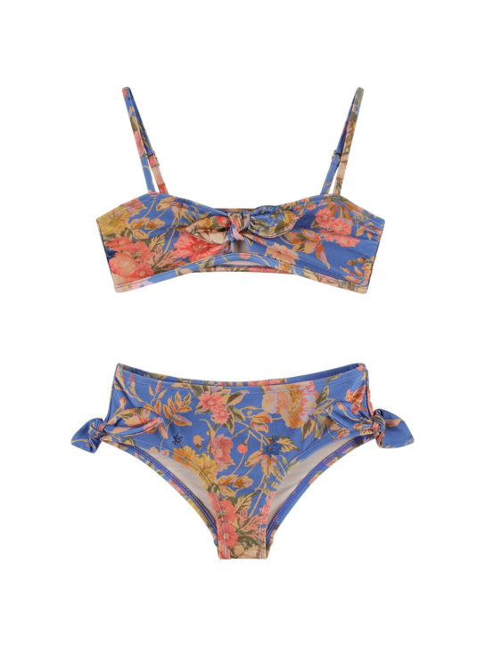 Zimmermann: Bikini de lycra estampado - Azul/Multicolor - kids-girls_0 | Luisa Via Roma