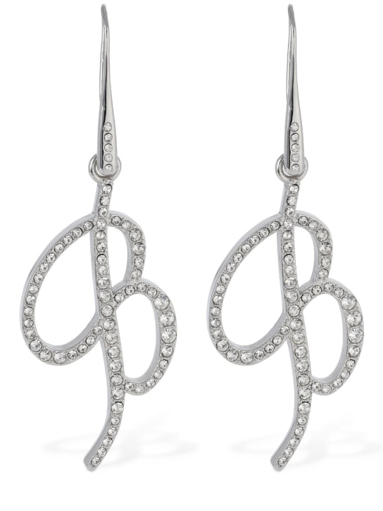 Blumarine: B logo crystal earrings - Gümüş - women_0 | Luisa Via Roma