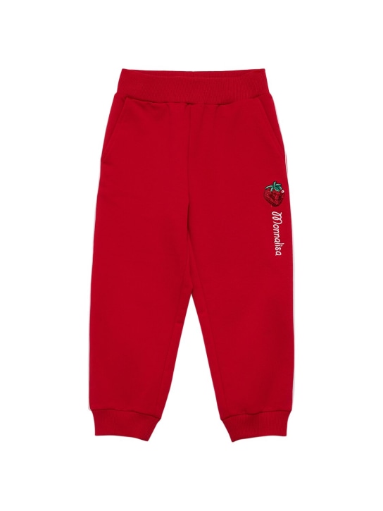 Monnalisa: Cotton blend sweatpants - Red - kids-girls_0 | Luisa Via Roma