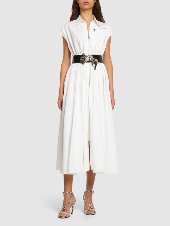 Alexander McQueen: Robe midi - Blanc Optique - women_1 | Luisa Via Roma