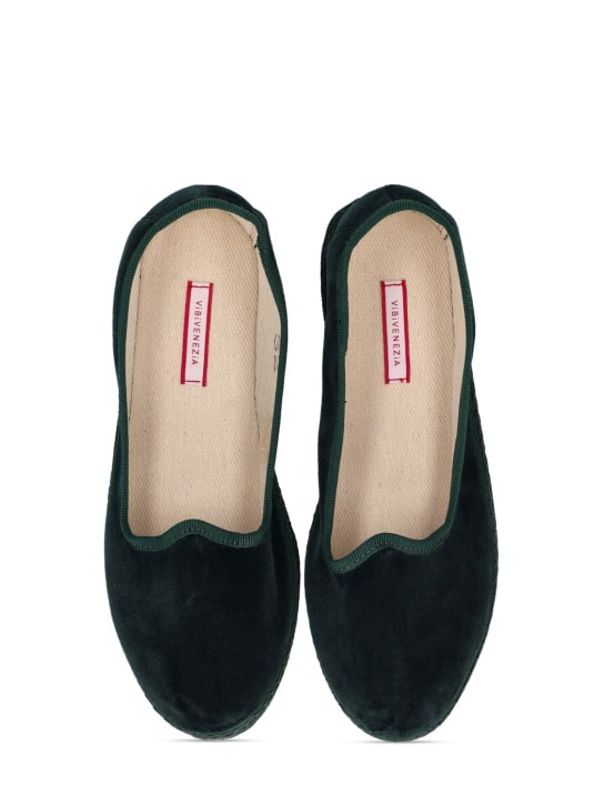 Vibi Venezia: Cotton velvet loafers - Forest Green - kids-girls_1 | Luisa Via Roma