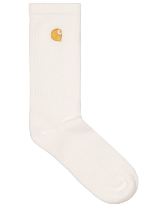 Carhartt WIP: Chase socks - White/Gold - men_0 | Luisa Via Roma