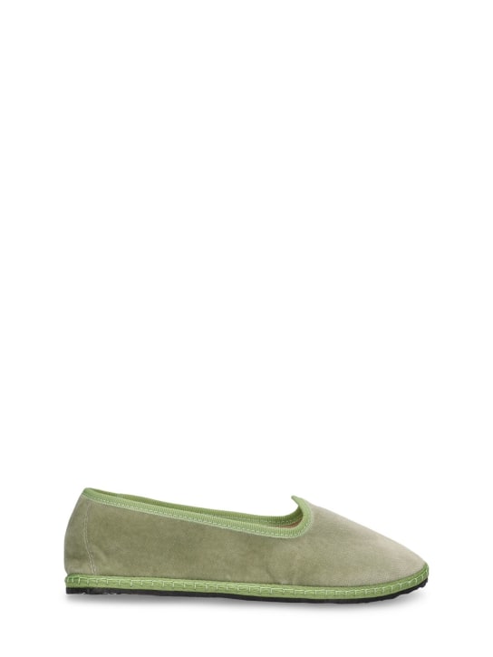Vibi Venezia: Cotton velvet loafers - Light Green - kids-girls_1 | Luisa Via Roma