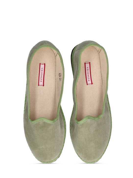 Vibi Venezia: Cotton velvet loafers - Light Green - kids-girls_0 | Luisa Via Roma