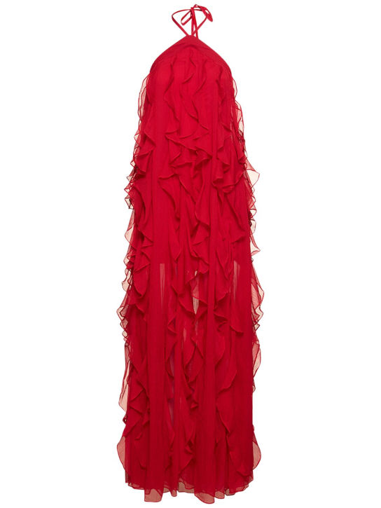 Patbo: Ruffle halter neck maxi dress - Red - women_0 | Luisa Via Roma