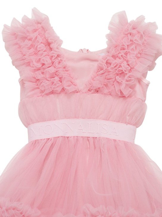 Monnalisa: Embroidered satin & tulle dress - Pink - kids-girls_1 | Luisa Via Roma