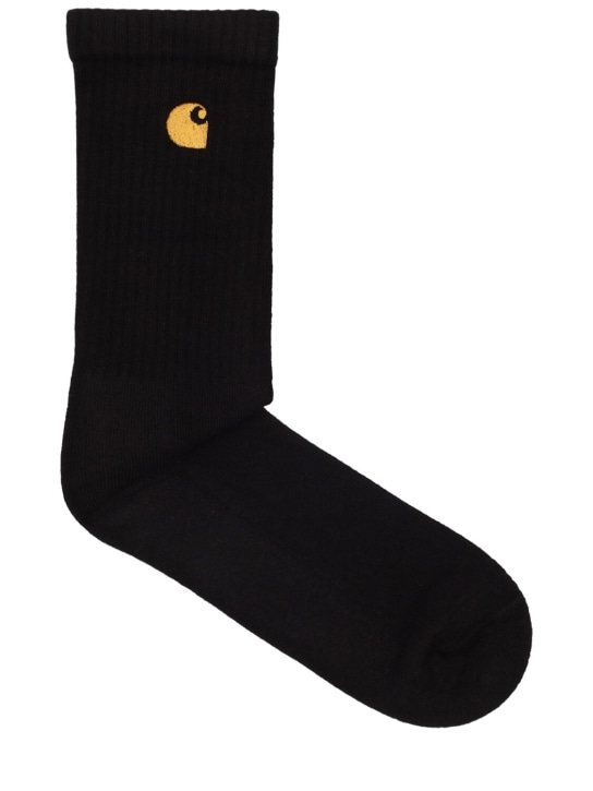 Carhartt WIP: Chase socks - Black/Gold - men_0 | Luisa Via Roma