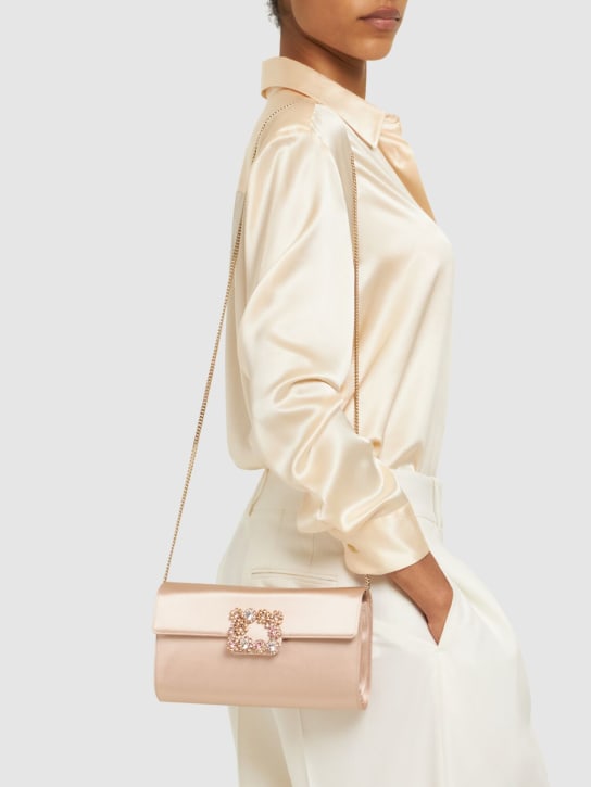 Roger Vivier: Flower buckle leather envelope clutch - women_2 | Luisa Via Roma