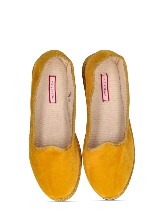 Vibi Venezia: Cotton velvet loafers - Yellow - kids-boys_1 | Luisa Via Roma