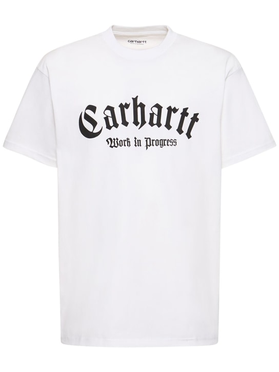 Carhartt WIP: Kurzärmliges T-Shirt „Onyx“ - Weiß/Schwarz - men_0 | Luisa Via Roma