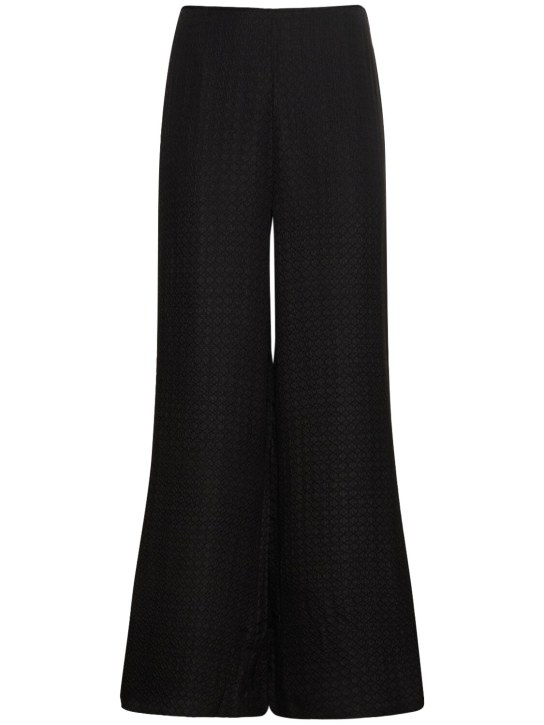 St. Agni: Textured silk straight pants - Black - women_0 | Luisa Via Roma