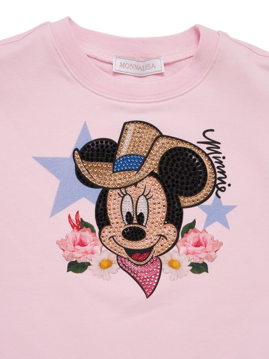 Monnalisa: Printed cotton blend crewneck sweatshirt - Pink - kids-girls_1 | Luisa Via Roma